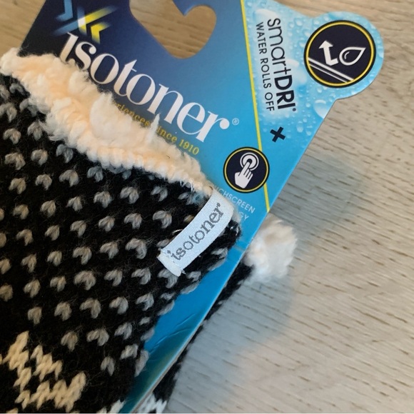 Isotoner Black and Red Knit Mittens - Picture 6 of 7